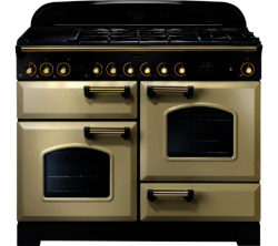 RANGEMASTER  Classic Deluxe 110 Dual Fuel Range Cooker - Cream & Brass